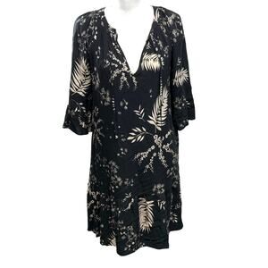 Margaret O'Leary Relaxed Fit Floral 3/4 Sleeve Shift Tunic Dress Size XS